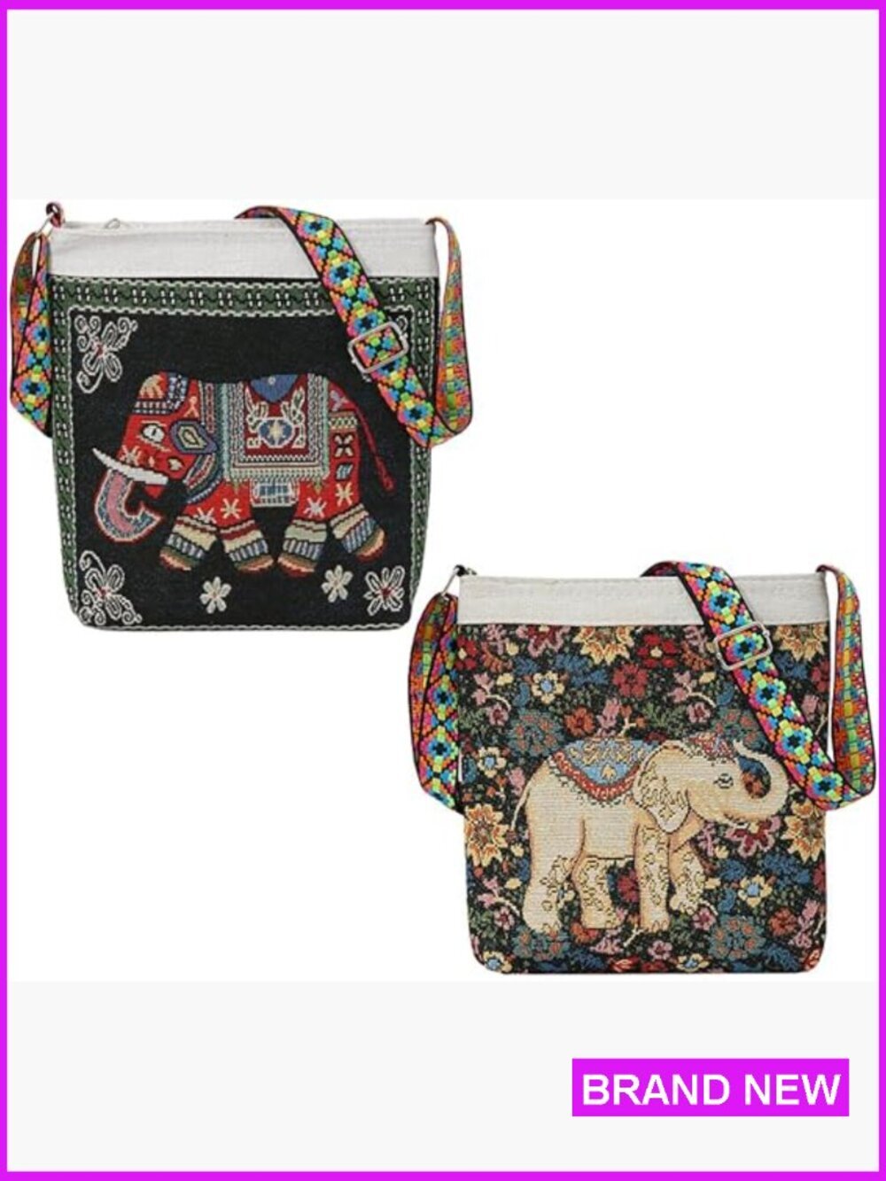 Ethnic Embroidery Crossbody Bag Vintage Square Purse Shoulder Bag Set